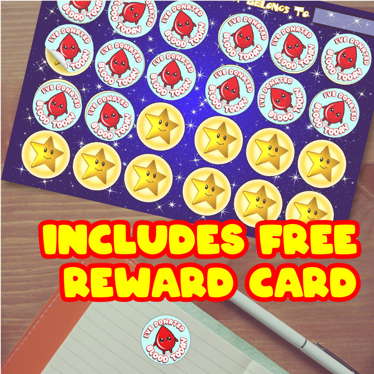Sticker Stocker - 144 I've Donated Blood Today 30mm NHS Bravery Reward Stickers for Nurses Doctors