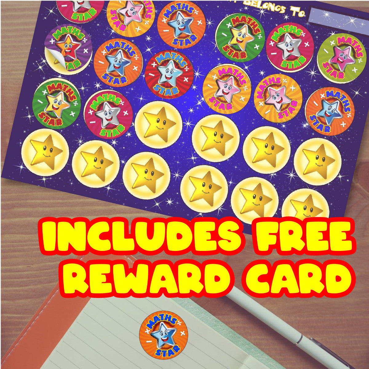 Sticker Stocker - 144 Star Maths - 30mm - Glossy Reward Stickers for Teachers & Parents