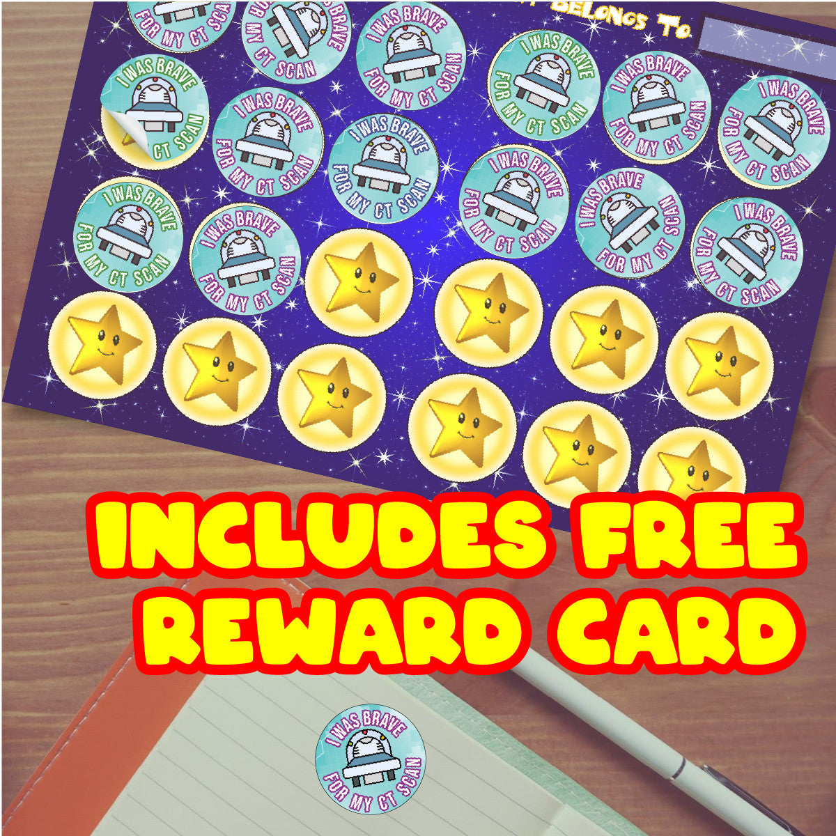 144 I Was Brave For My CT Scan 30 mm Reward Stickers for Nurses, Doctors, Radiographers