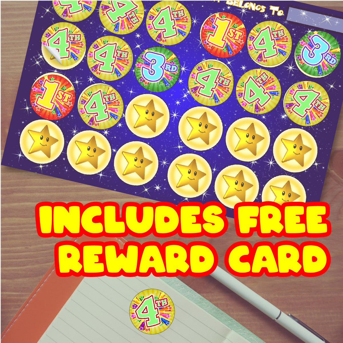 Sticker Stocker - 144 1st 2nd 3rd 4th place Sports Day Star 30 mm Reward Stickers for Teachers, Parents and Schools