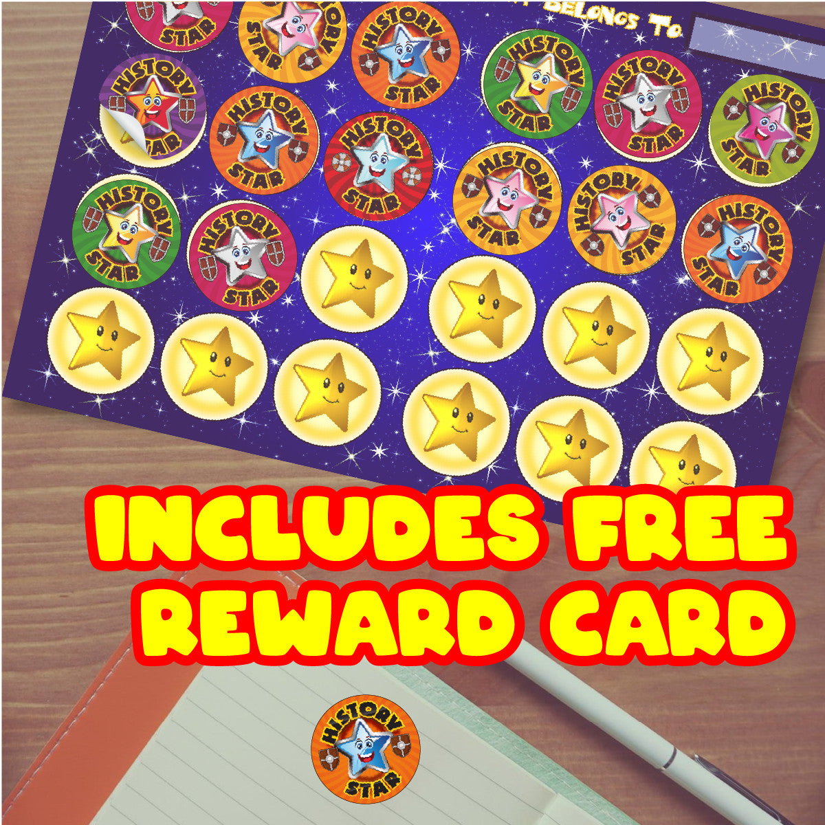 Sticker Stocker - 144 Star History - 30mm - Glossy Reward Stickers for Teachers & Parents