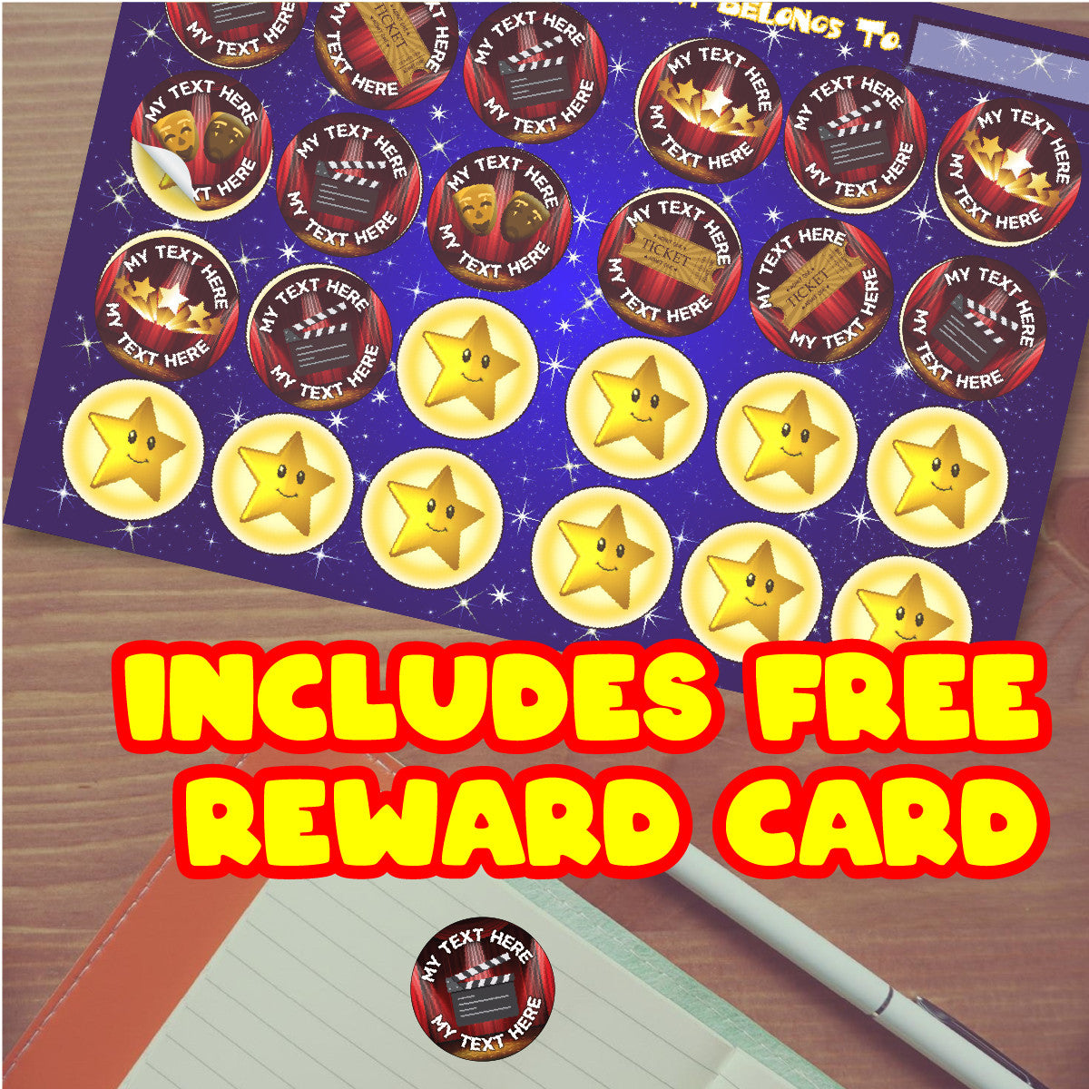 Sticker Stocker 144 Personalised Theatre School 30mm Reward Stickers for School Teachers, Parents and Nursery