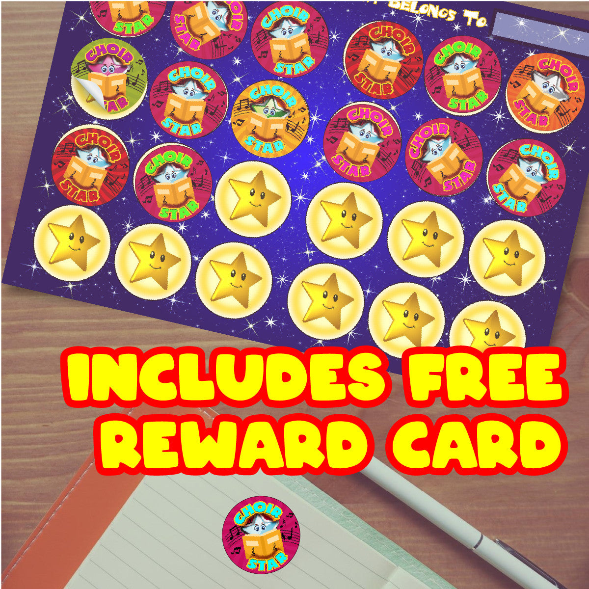 144 Choir Star 30 mm Reward Stickers for School Teachers, Parents and Nursery