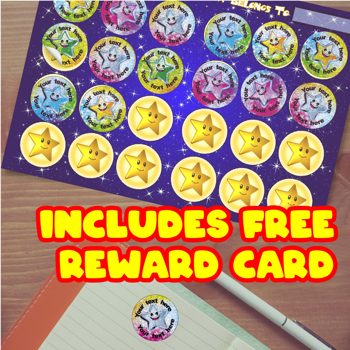 Sticker Stocker - 144 Personalised Sparkle Superstar 30mm Reward Stickers +90 Free Sparkle Smiles for School Teachers, Parents and Nursery