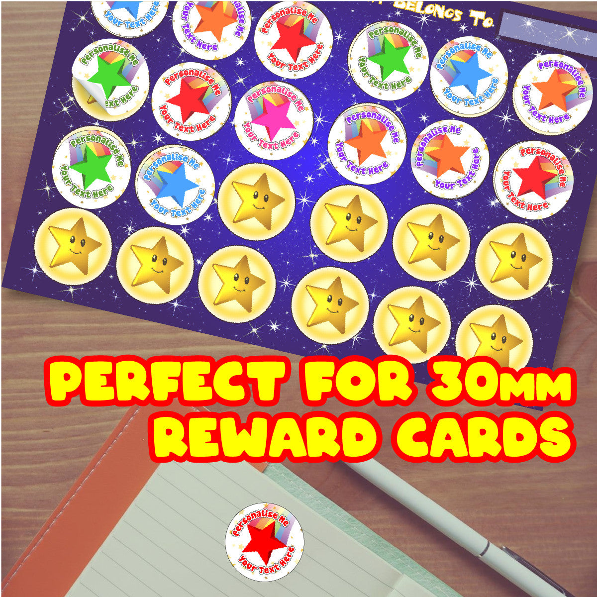 Sticker Stocker - 120 Mixed Berry Scented Personalised Stickers - Stars - Personalised 30 mm Scented Stickers - For Teachers Nursery Parents