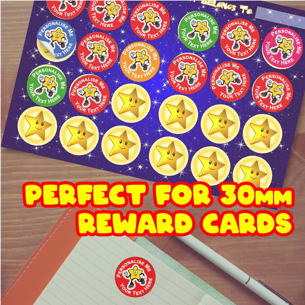 Sticker Stocker 144 Running Star Personalised 30mm Reward Stickers for School Teachers, Parents and Nursery