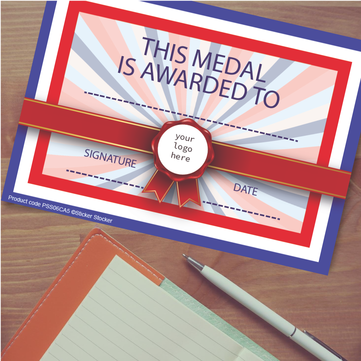 Sticker Stocker Personalised Certificate Medal Award for school teachers, A5 silk finish Photo Paper
