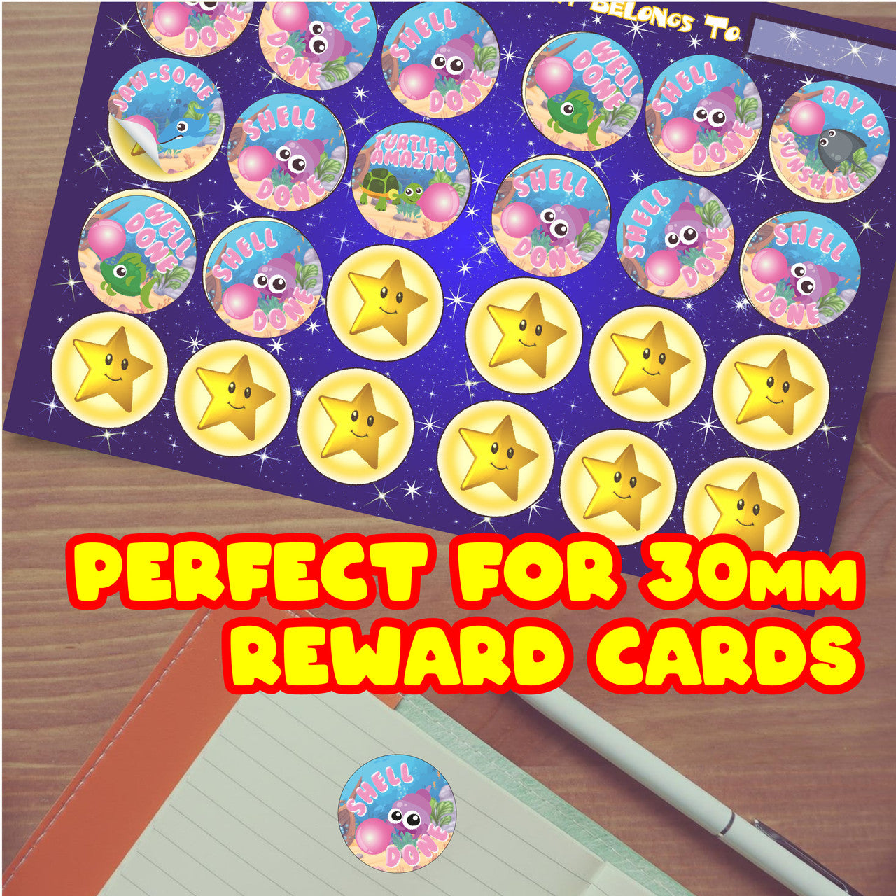 Sticker Stocker - 120 Bubble gum Buddies 30mm Scented Reward Stickers for Teachers, Parents and Party Bags