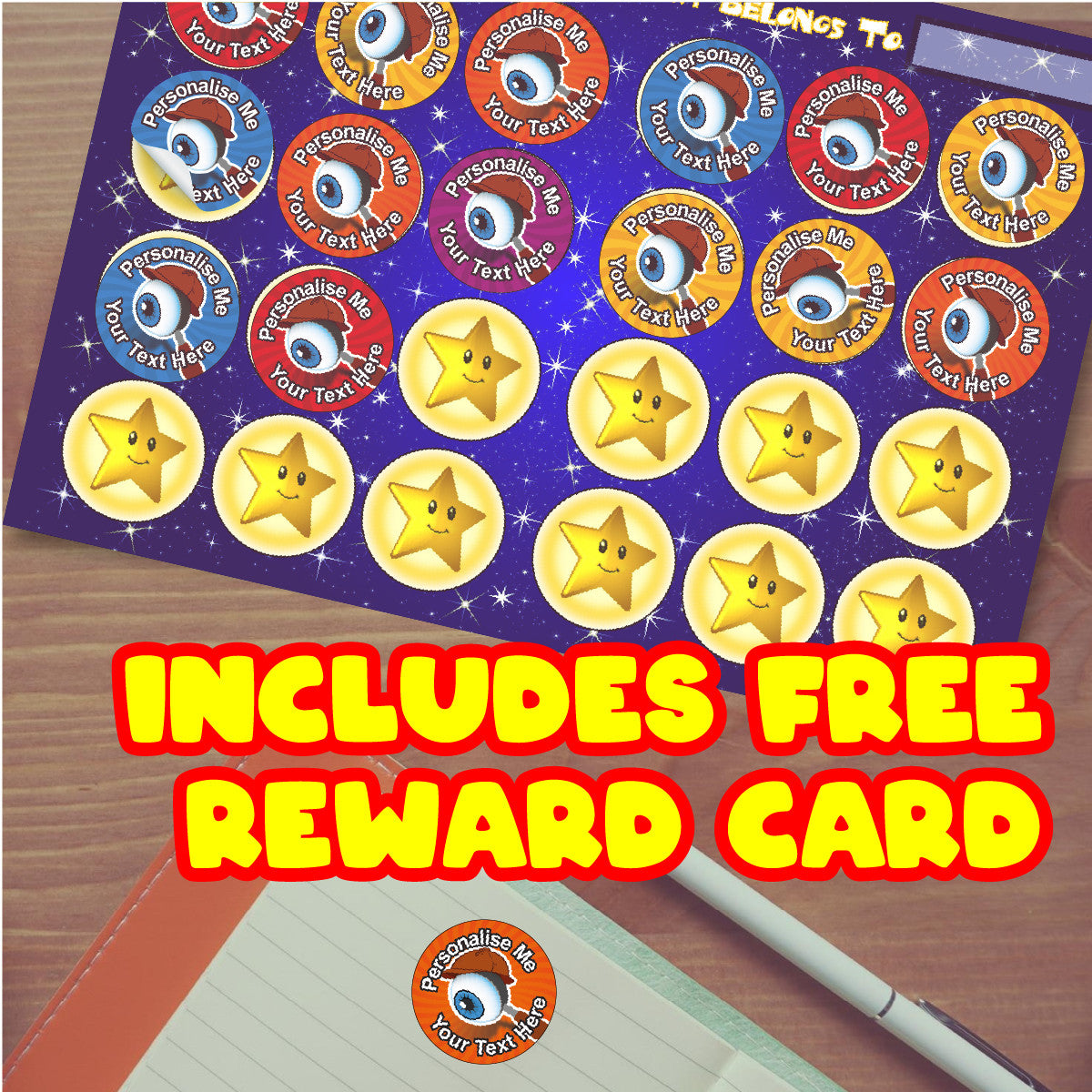 Sticker Stocker 144 Spy Glass Themed Personalised 30mm Reward Stickers for School Teachers, Parents and Nursery