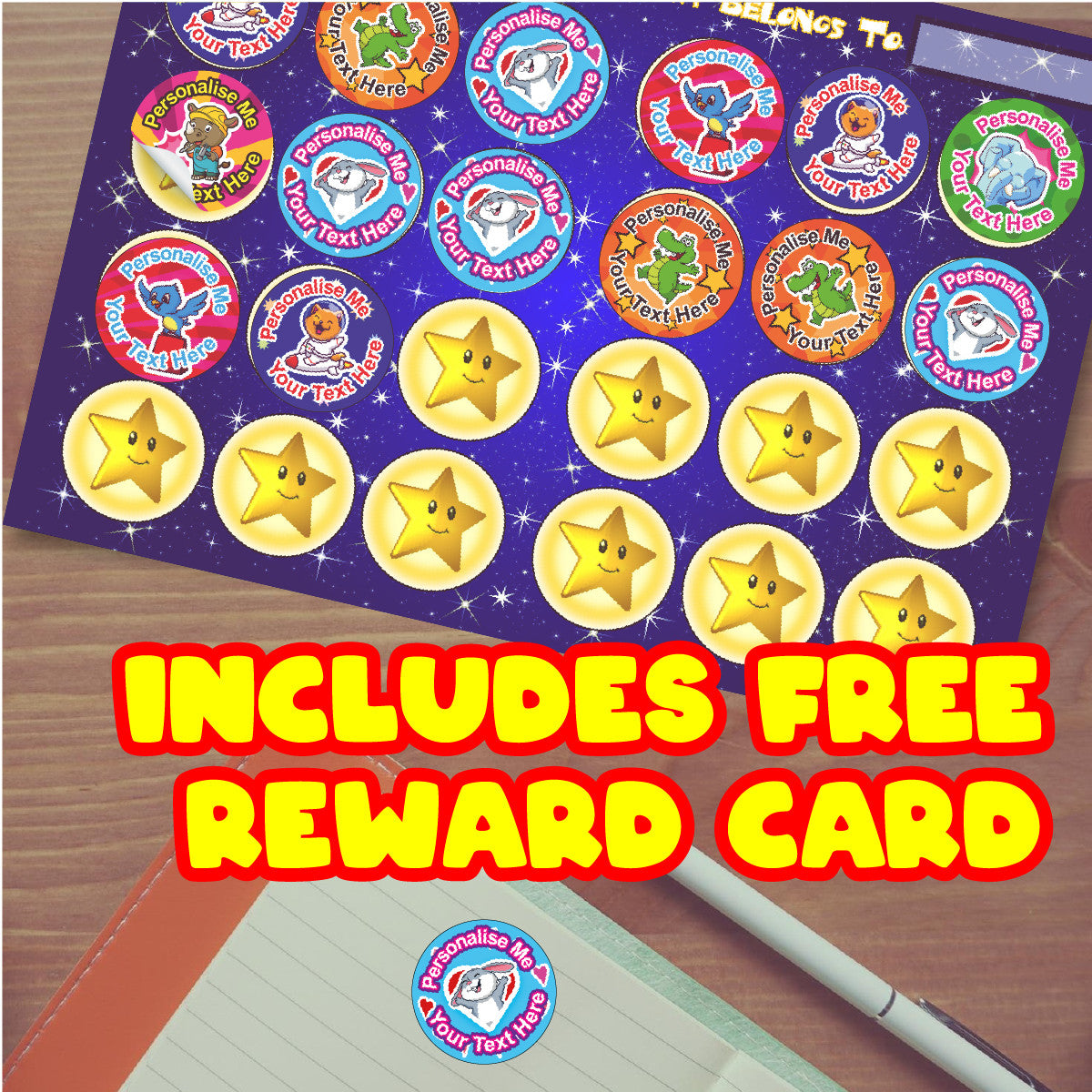 Sticker Stocker - 144 Personalised 30mm Animal Friends Reward Stickers for School Teachers, Parents and Nursery