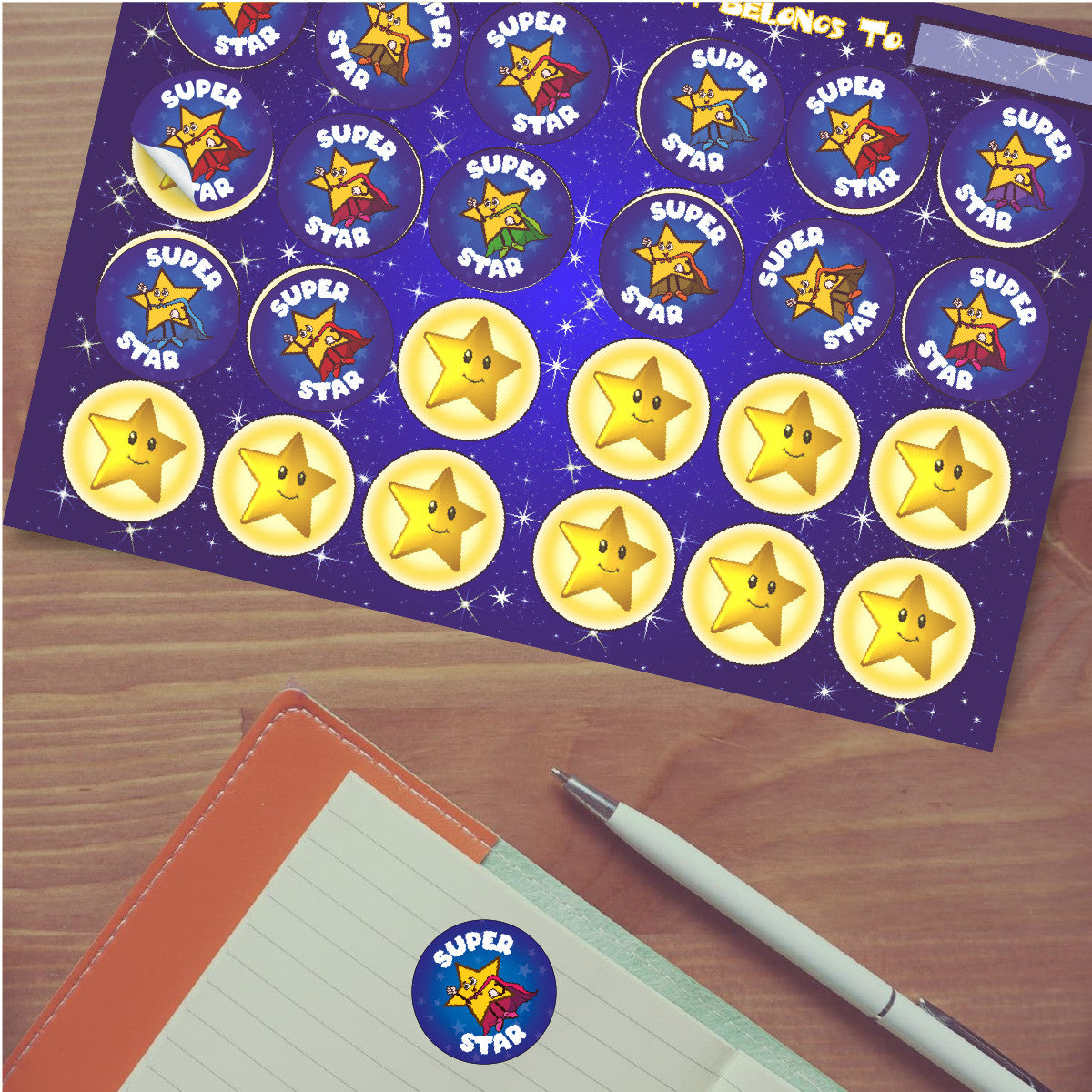 Sticker Stocker - 144 Super Star - 30mm - Glossy Reward Stickers for Teachers & Parents