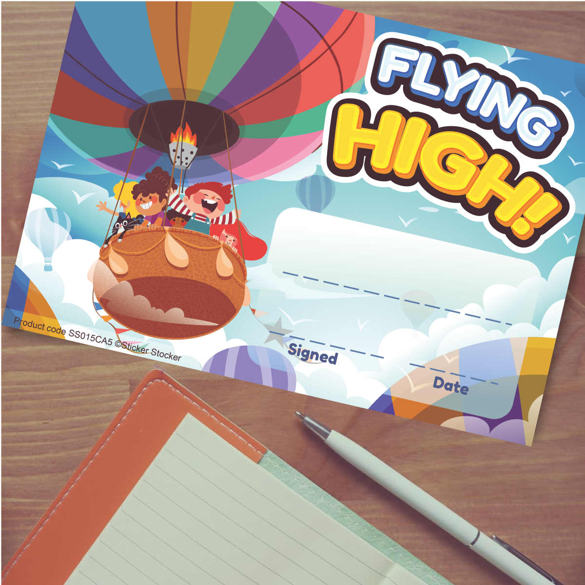 Sticker Stocker - 30 Flying High Award Certificates for school teachers, 250gsm A5 silk finish card