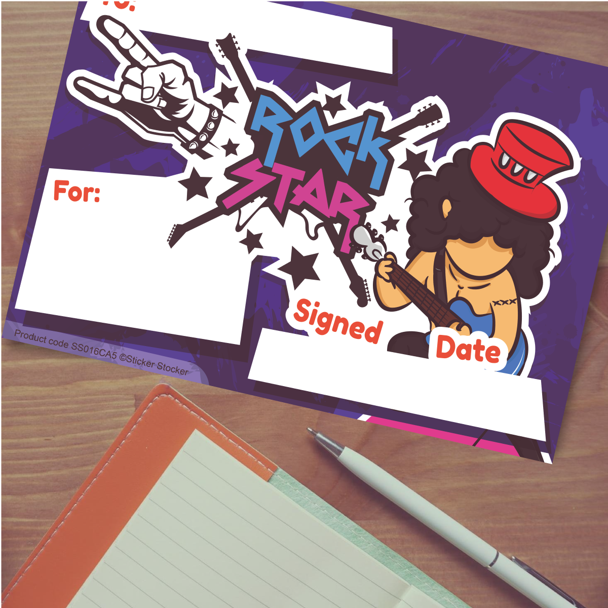 Sticker Stocker 30 Rock Star Award certificates for school teachers, 250gsm A5 silk finish card