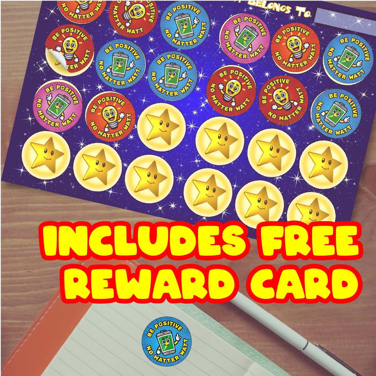 Sticker Stocker -144 Be Positive - 30mm - Glossy Reward Stickers for Teachers & Parents