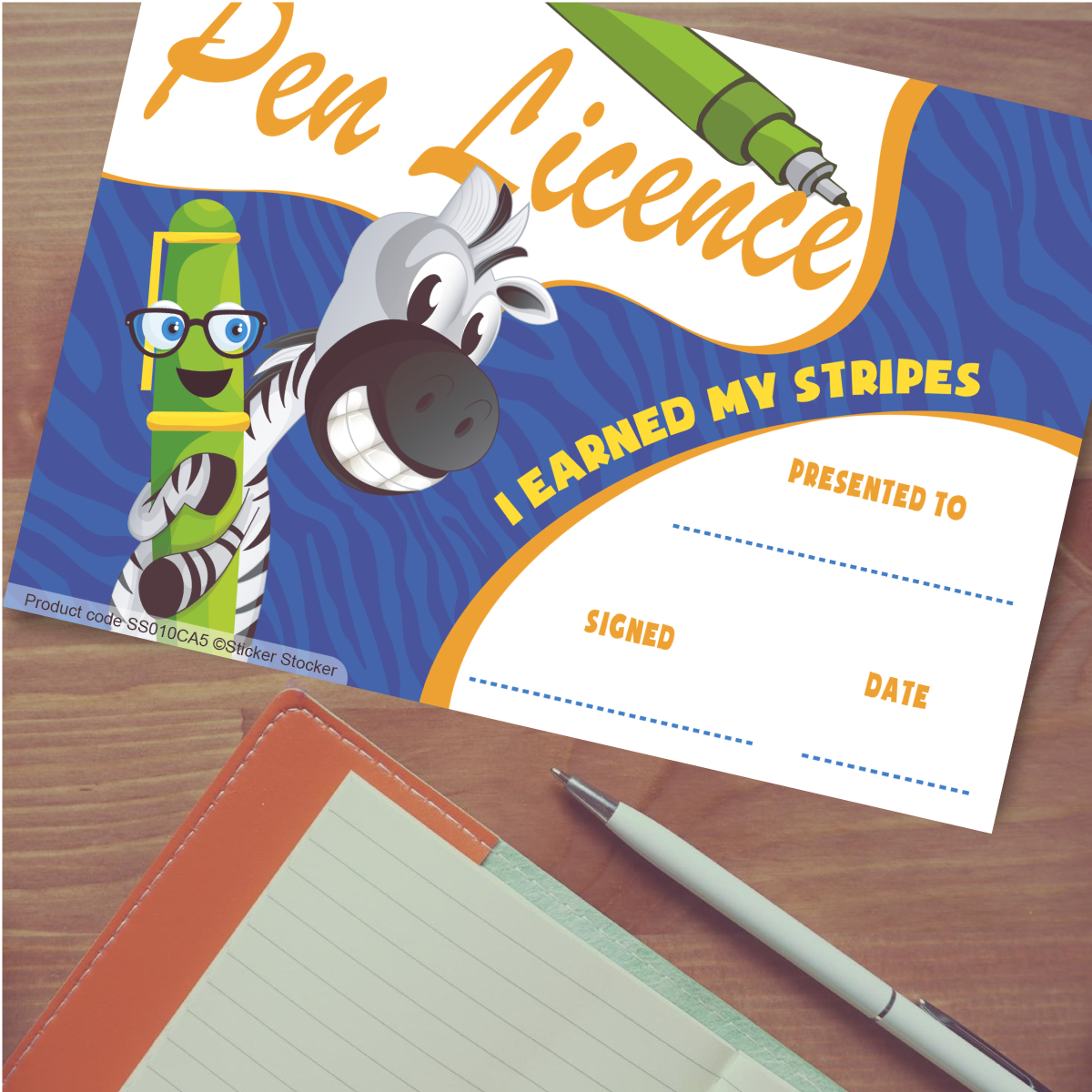Sticker Stocker -30 Pen Licence certificates for school teachers, 250gsm A5 silk finish card