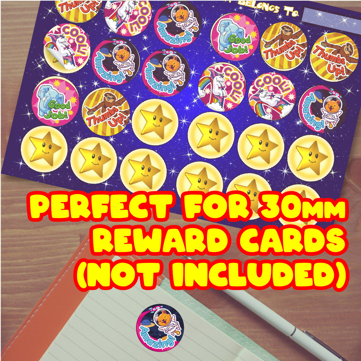 Sticker Stocker 1008 Reward Stickers - Animal Praise Words 30mm Mega Reward Sticker Pack for Teachers & Parents