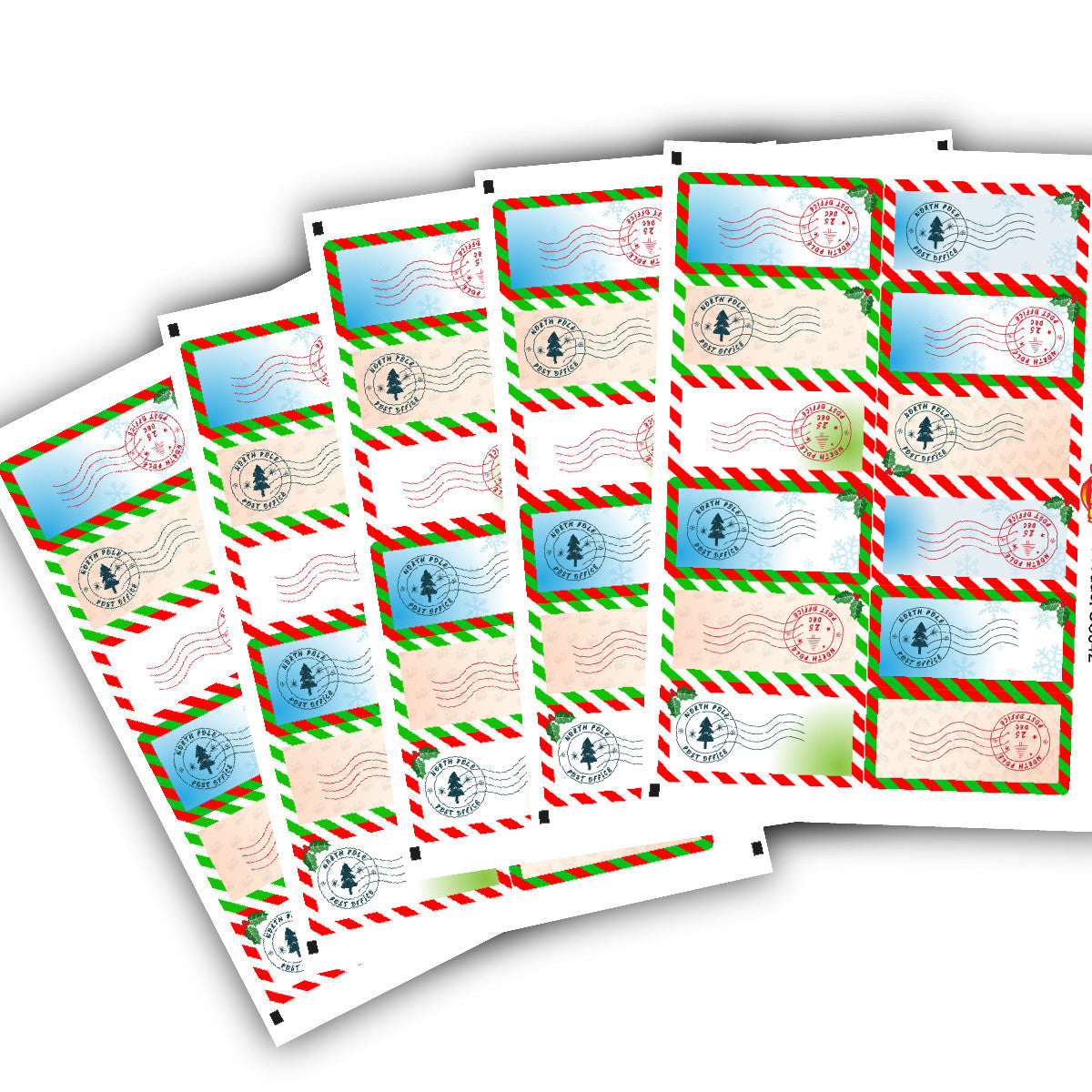 72 North Pole Santa Stamp Labels, Christmas Stamp 60mm x 28mm