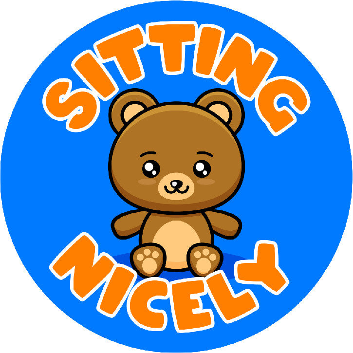Sticker Stocker - 144 Sitting Nicely 30mm Stickers Glossy Reward Stickers