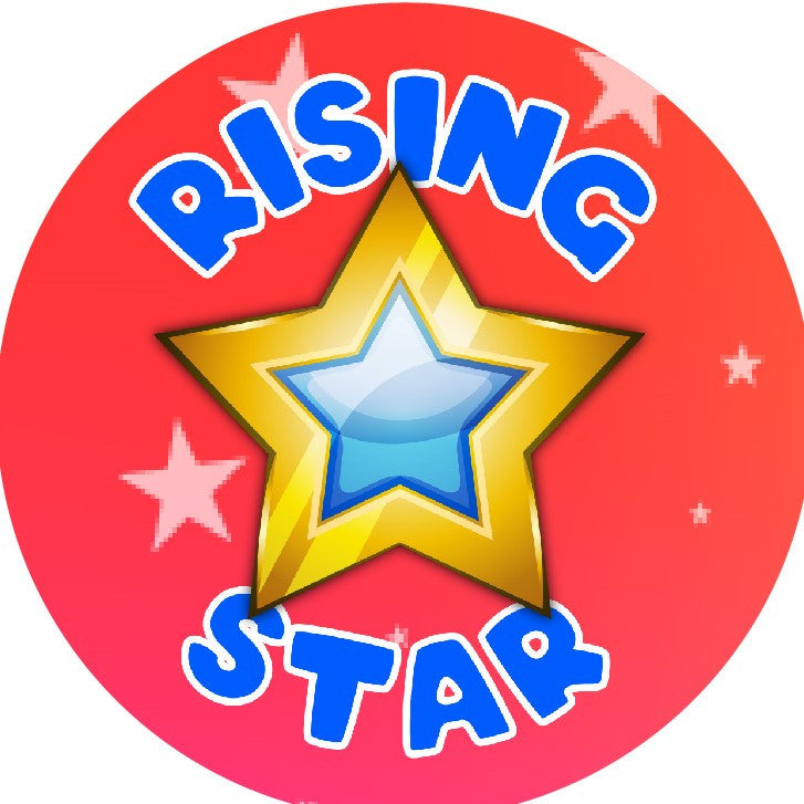 Sticker Stocker - 144 Rising Star 30mm Stickers Glossy Reward Stickers for School Teachers, Parents and Nursery