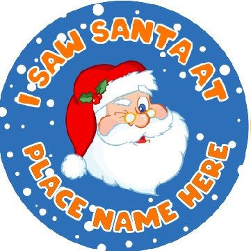 Sticker Stocker - 144 Personalised I Saw Santa At 30mm Reward Stickers for School Teachers, Parents and Nursery