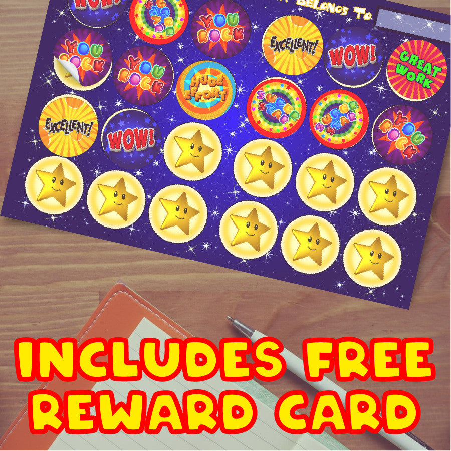 Sticker Stocker - 144 Positive Praise Words - 30mm - Glossy Reward Stickers for Teachers & Parents