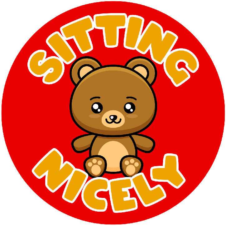 Sticker Stocker - 144 Sitting Nicely 30mm Stickers Glossy Reward Stickers