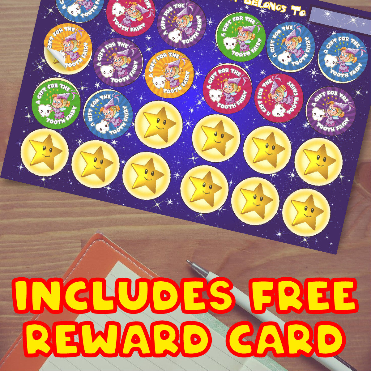Sticker Stocker - A Gift For The Tooth Fairy - 30mm - 144 Glossy Reward Stickers for Teachers & Parents