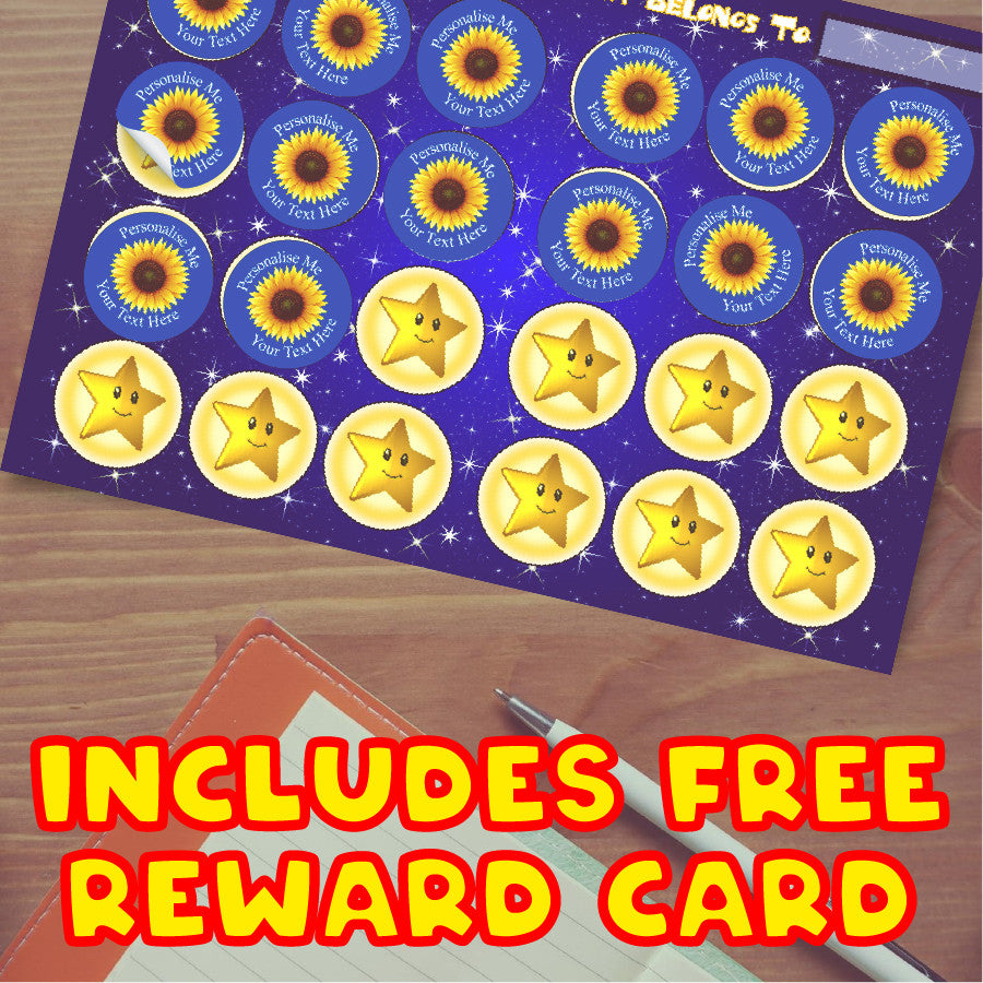 Sticker Stocker - 144 Sunflower Personalised 30 mm Glossy Stickers Crafting Gift Packaging Seal Labels