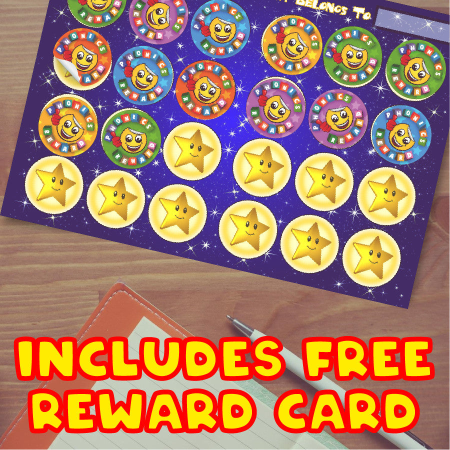 Sticker Stocker 144 Phonics Rewards 30mm Round Children's Reward Stickers for Teachers or Parents