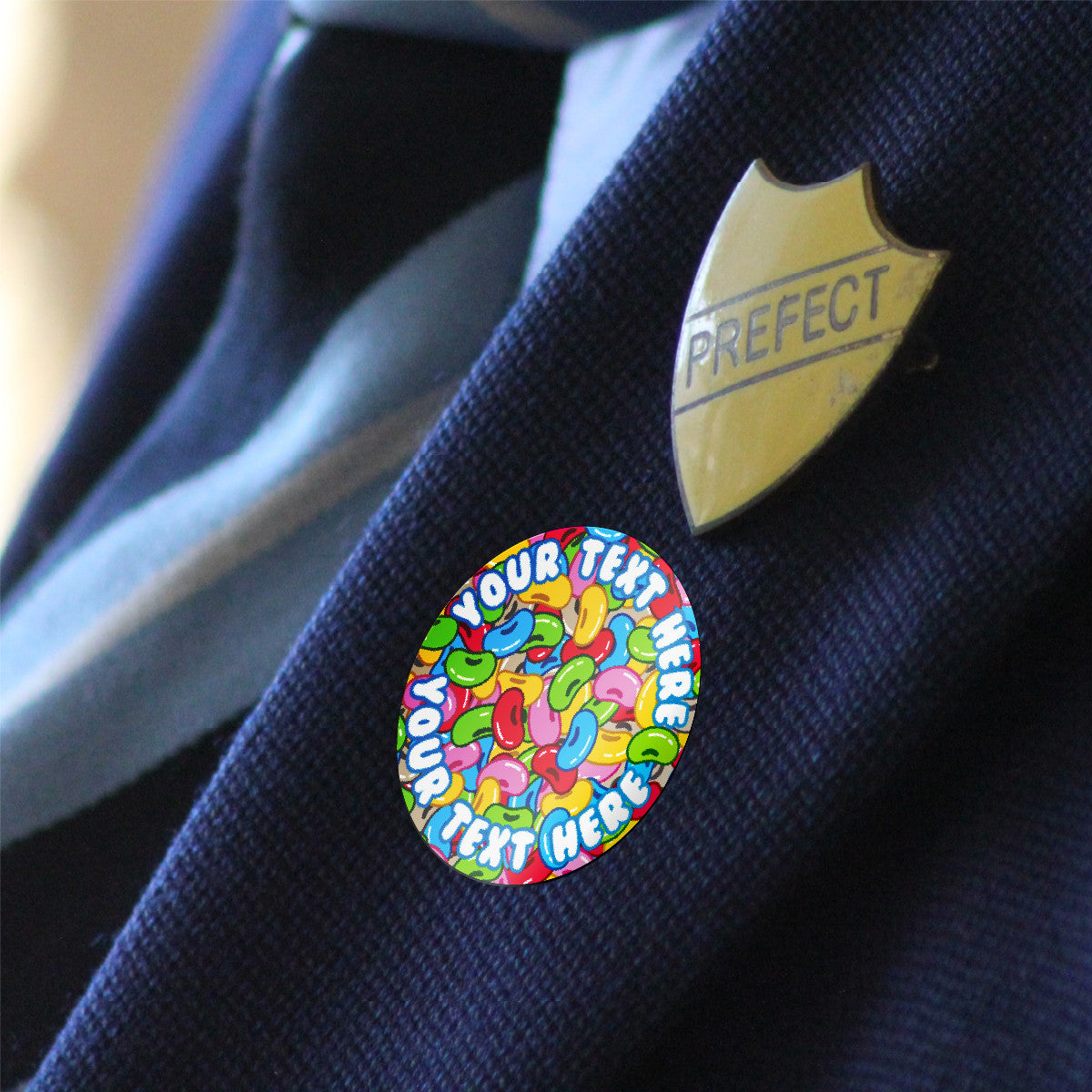 120 Colourful Jellybeans Scented Personalised Stickers - 30 mm - School Teachers Parents