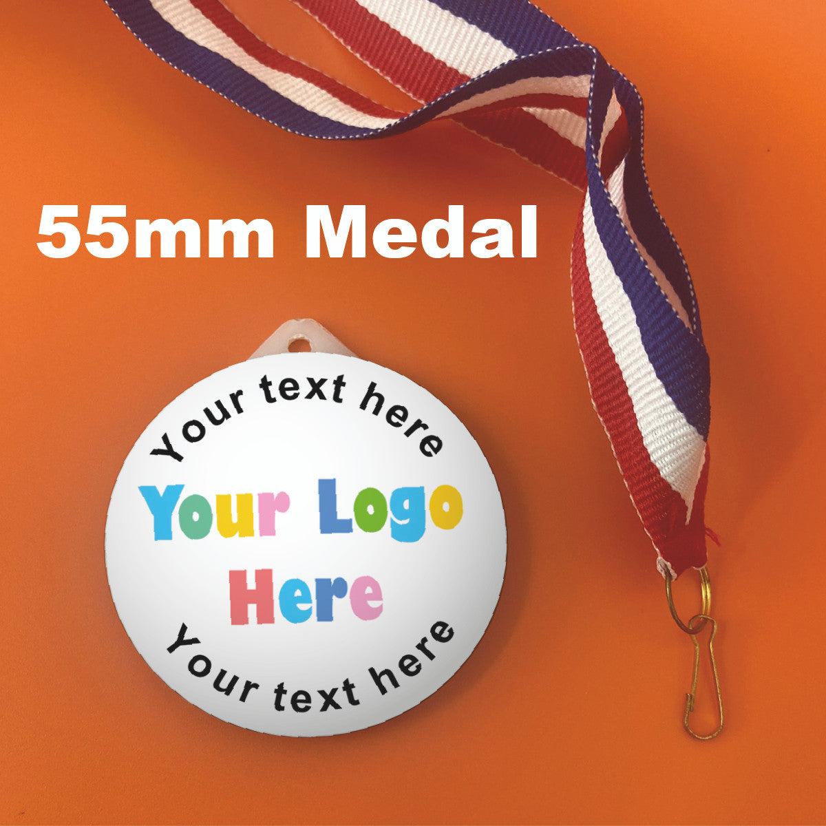 Sticker Stocker - Create your own Medal - your own image and text Large 55mm Plastic Medal FREE Ribbon and Certificate