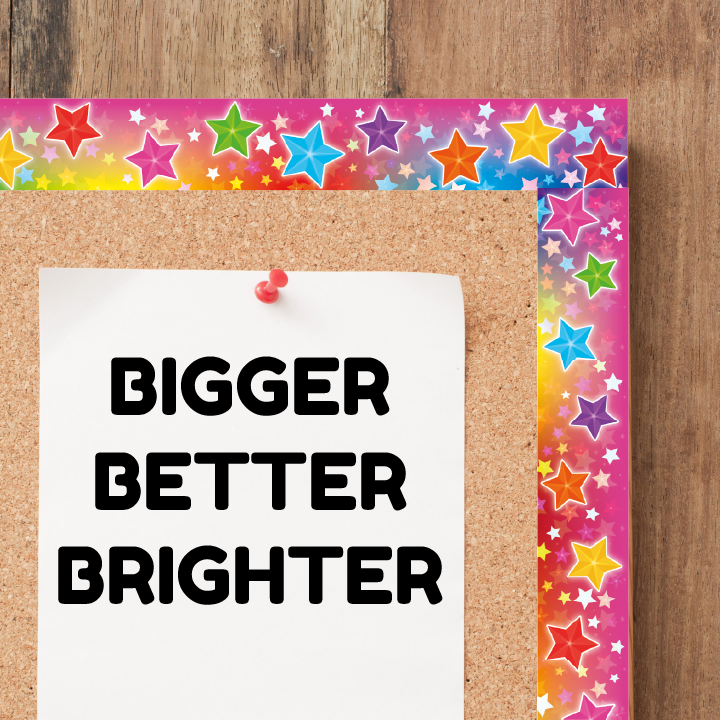 Sticker Stocker - Rainbow and Stars Classroom Trimmers 14.25m long Notice Board Display Borders