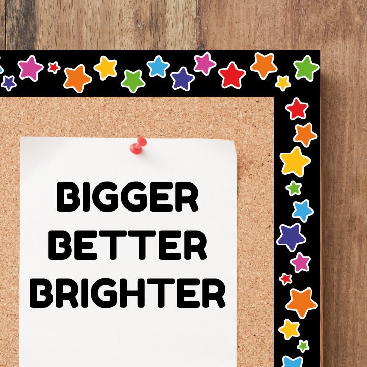 Sticker Stocker - Colourful Stars Classroom Trimmers 14.25m long Notice Board Display Borders