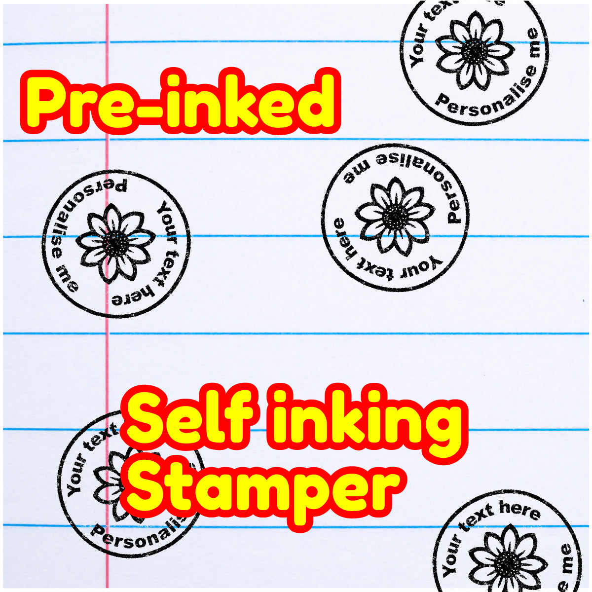 Personalised Stamp Flower 30 mm Self inking stamper for School Teachers, Parents and Nursery