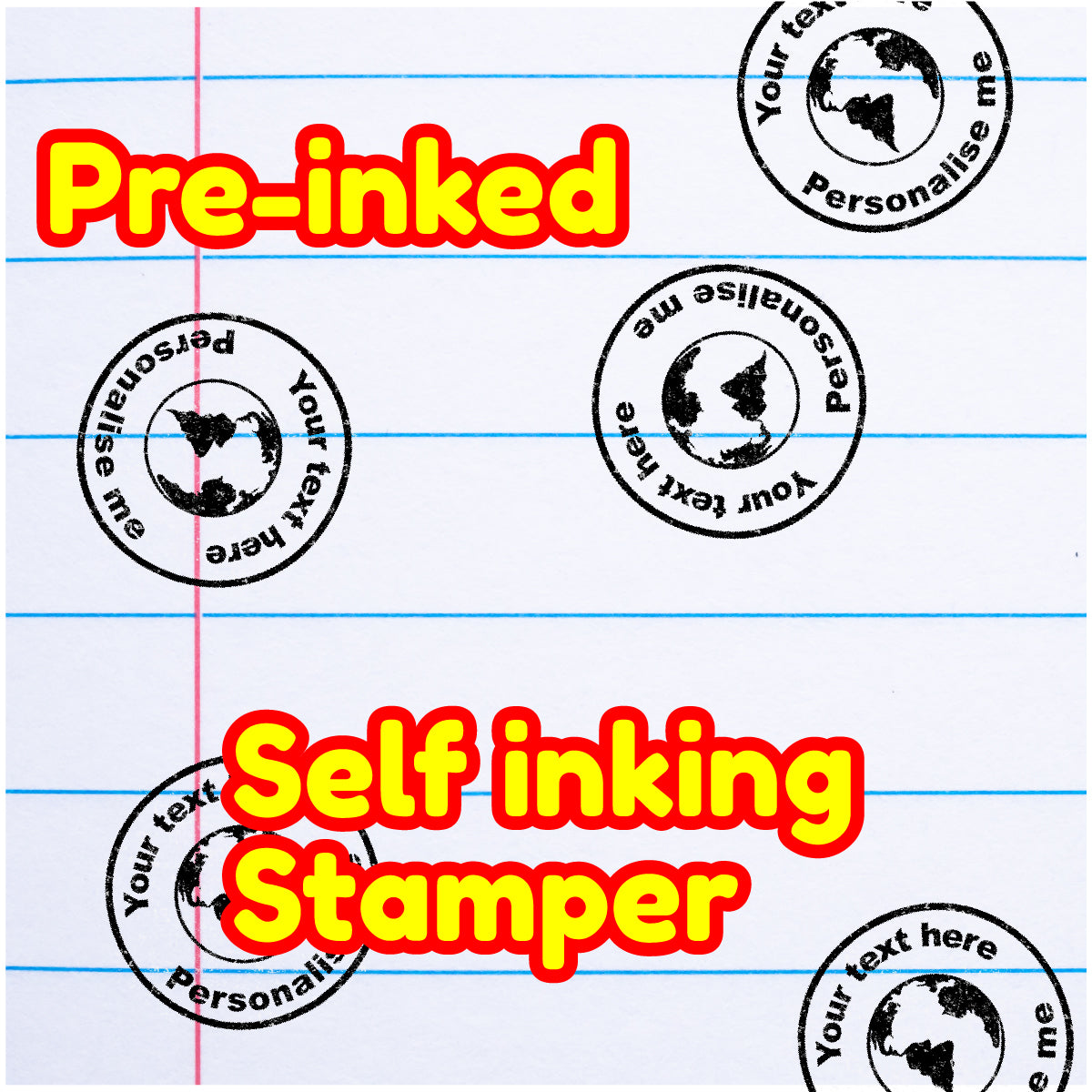 Personalised Stamp Planet Earth 30 mm Self inking stamper for School Teachers, Parents and Nursery