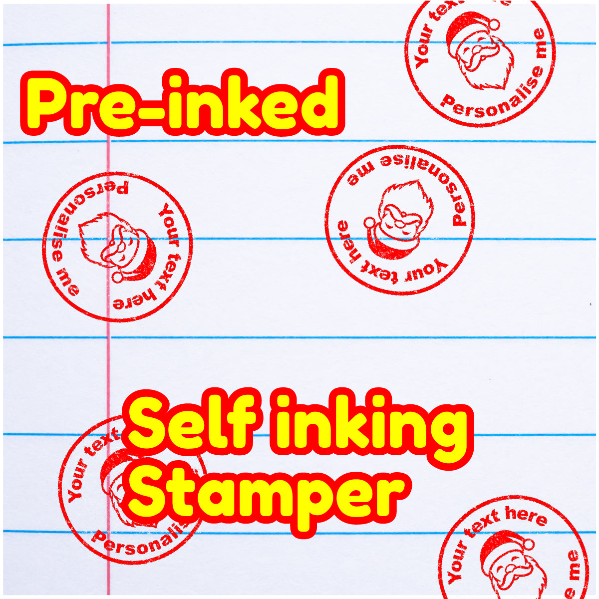Personalised Stamp Santa 30 mm Self inking stamper for School Teachers, Parents and Nursery at Christmas