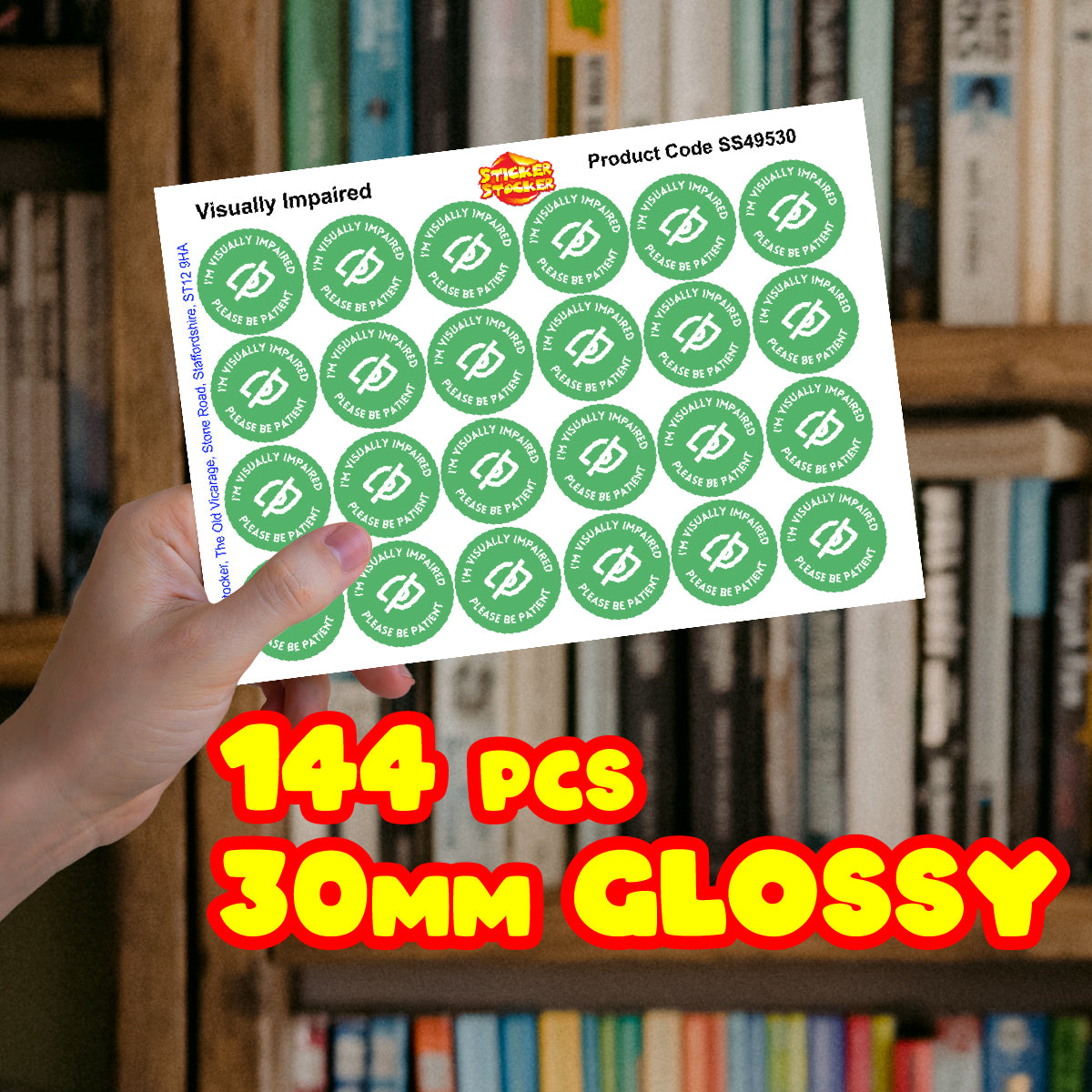 144 Visually Impaired 30mm Reward Stickers for School Teachers, Parents and Nursery
