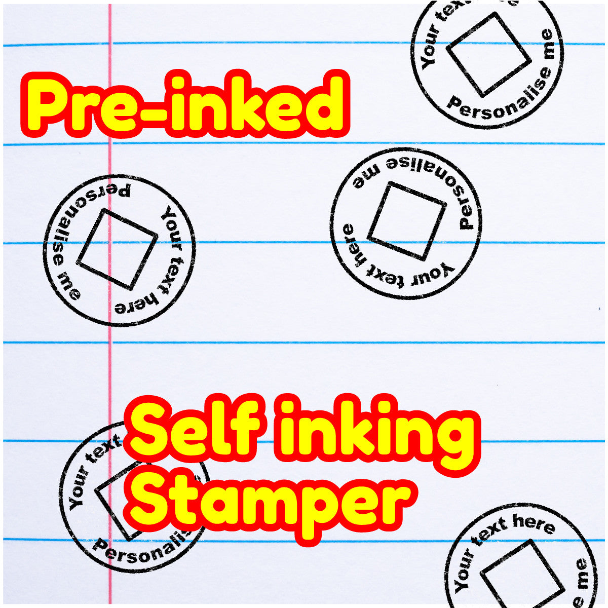 Personalised Stamp Square 30mm Self inking stamper for School Teachers, Parents and Nursery