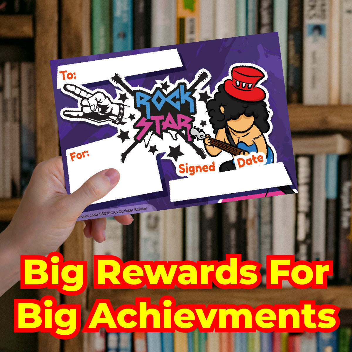 Sticker Stocker 30 Rock Star Award certificates for school teachers, 250gsm A5 silk finish card