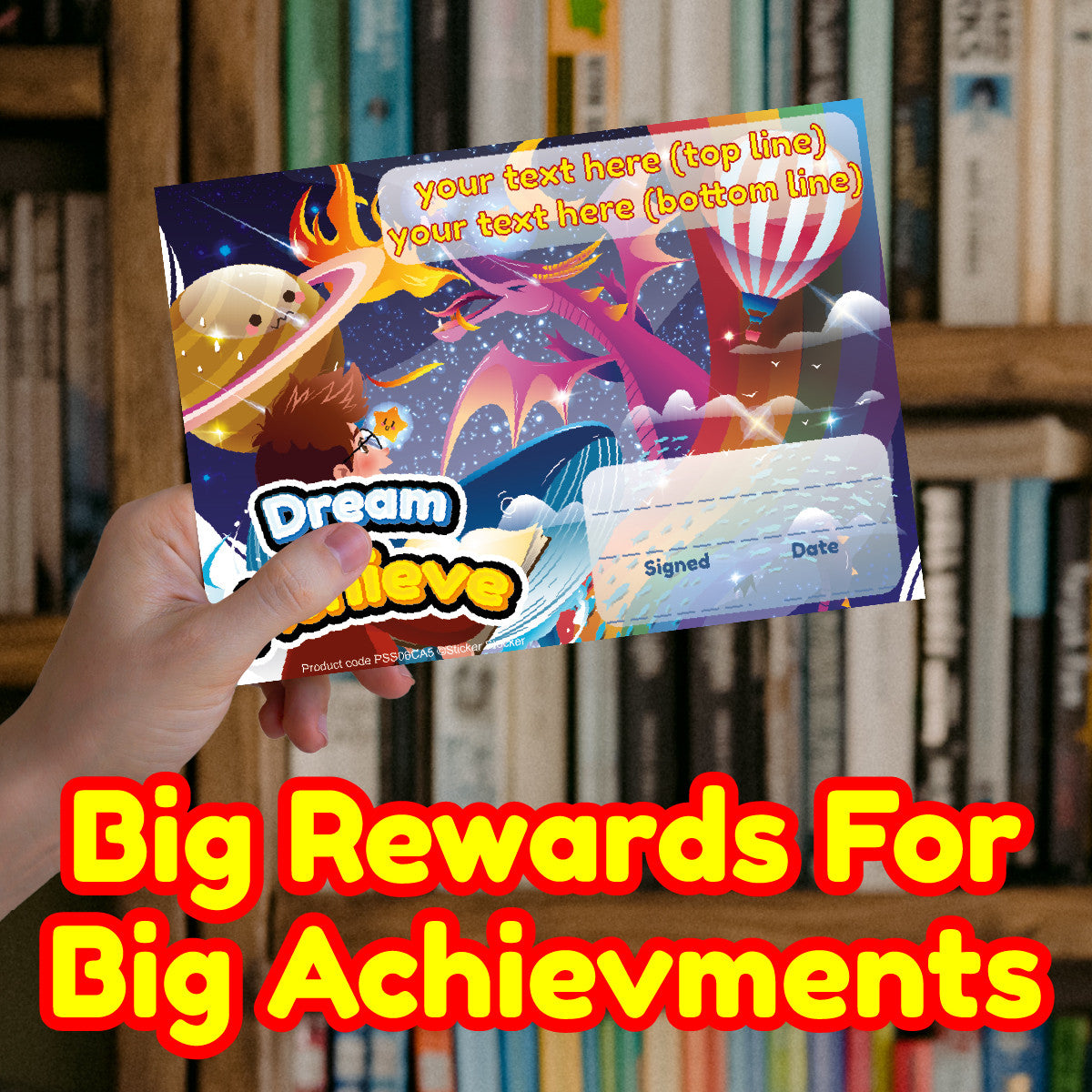 Sticker Stocker Personalised Dream Achieve for school teachers, A5 silk finish Photo Paper