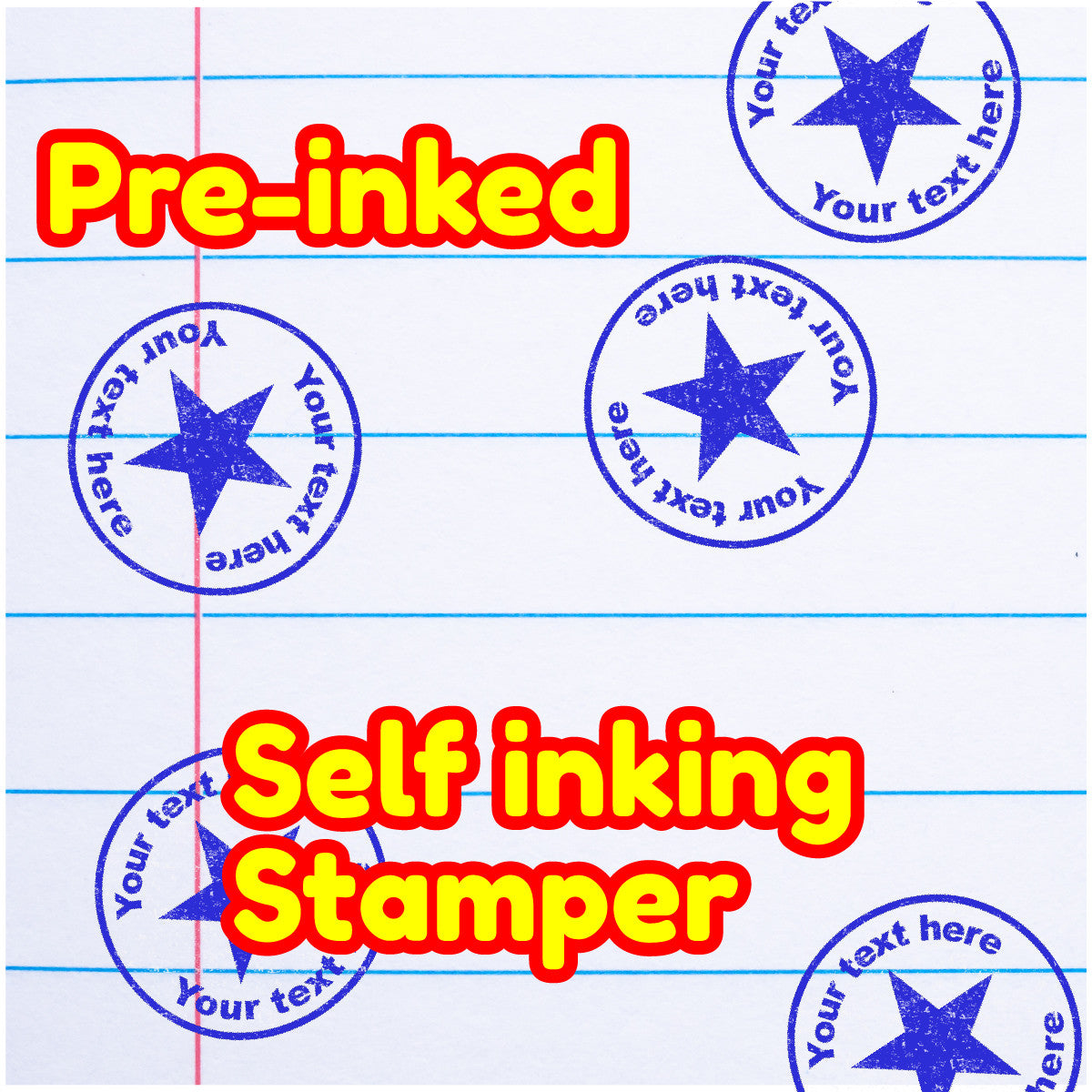 Personalised Stamp Solid Star 30mm Self inking stamper for School Teachers, Parents and Nursery