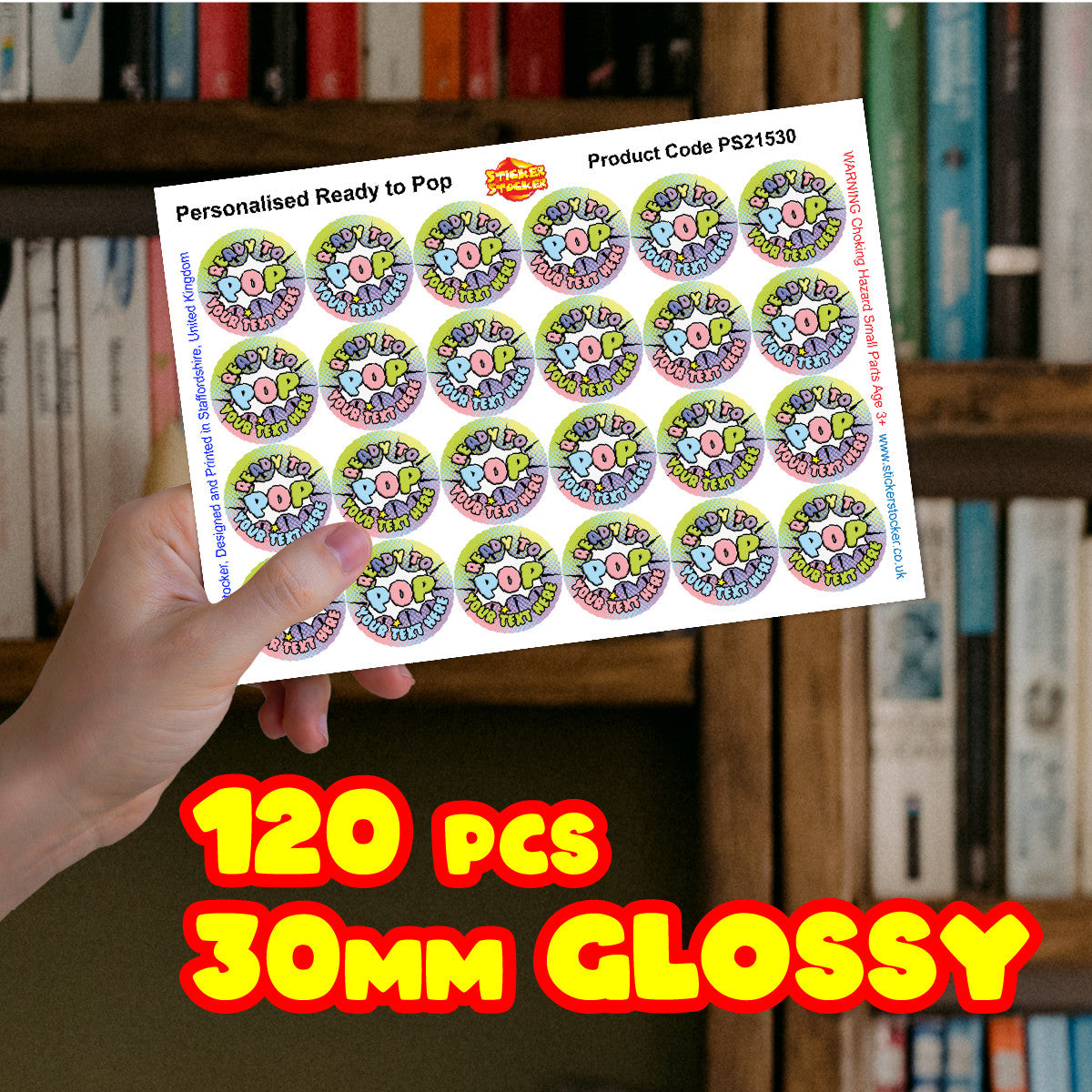 120 Popcorn Scented - Ready To Pop Scented Personalised Stickers - 30 mm - For Baby Showers, Gender Reveal