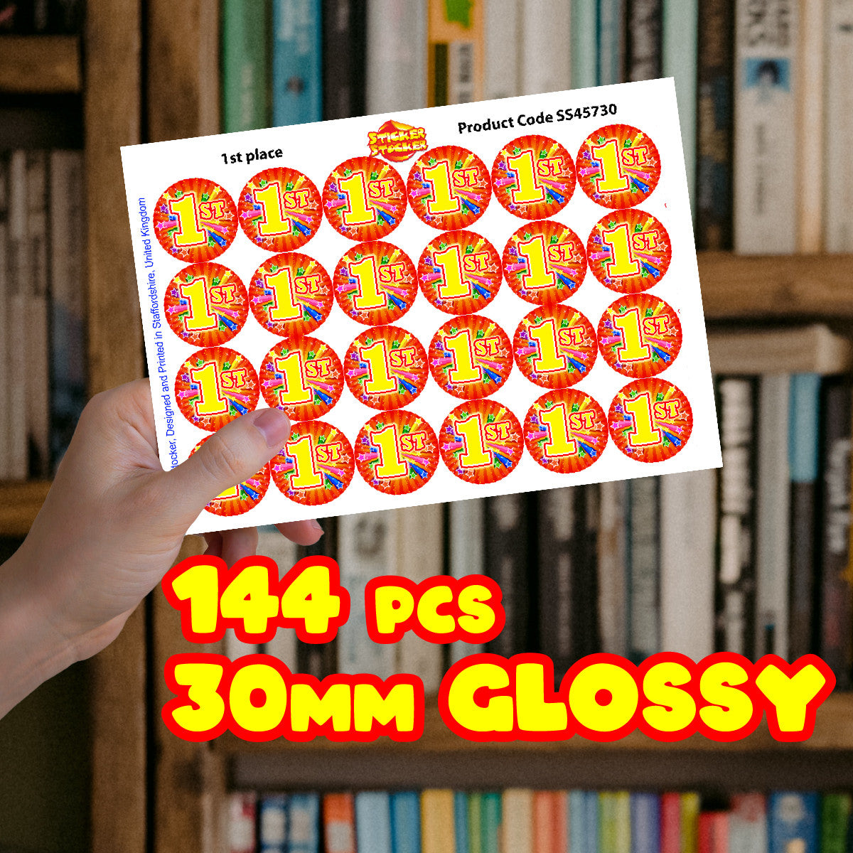 Sticker Stocker 144 1st place Sports Day Star 30 mm Reward Stickers for Teachers, Parents and Schools