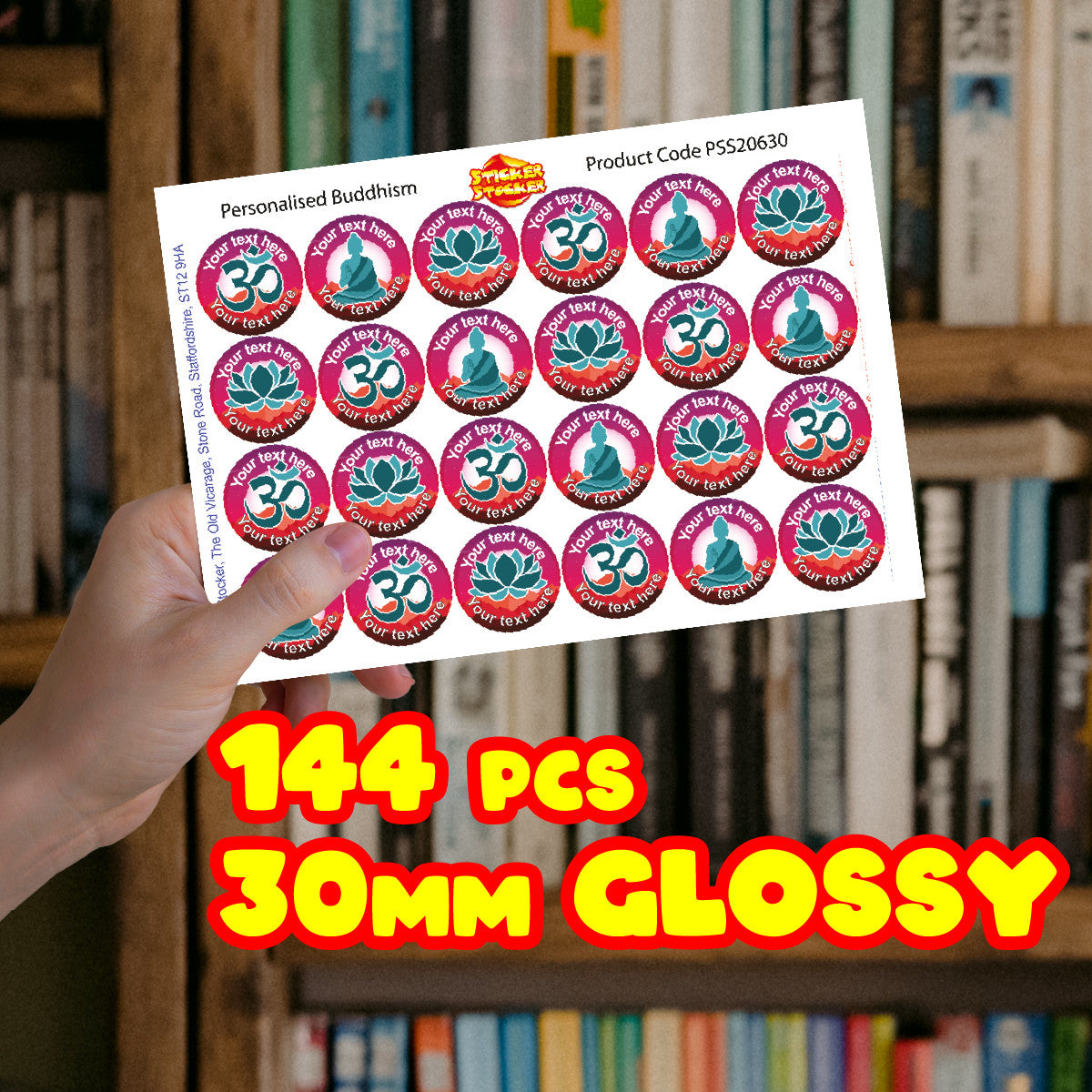 144 Personalised 30mm Buddhism Children Reward Stickers for School Teachers, Parents and Nursery