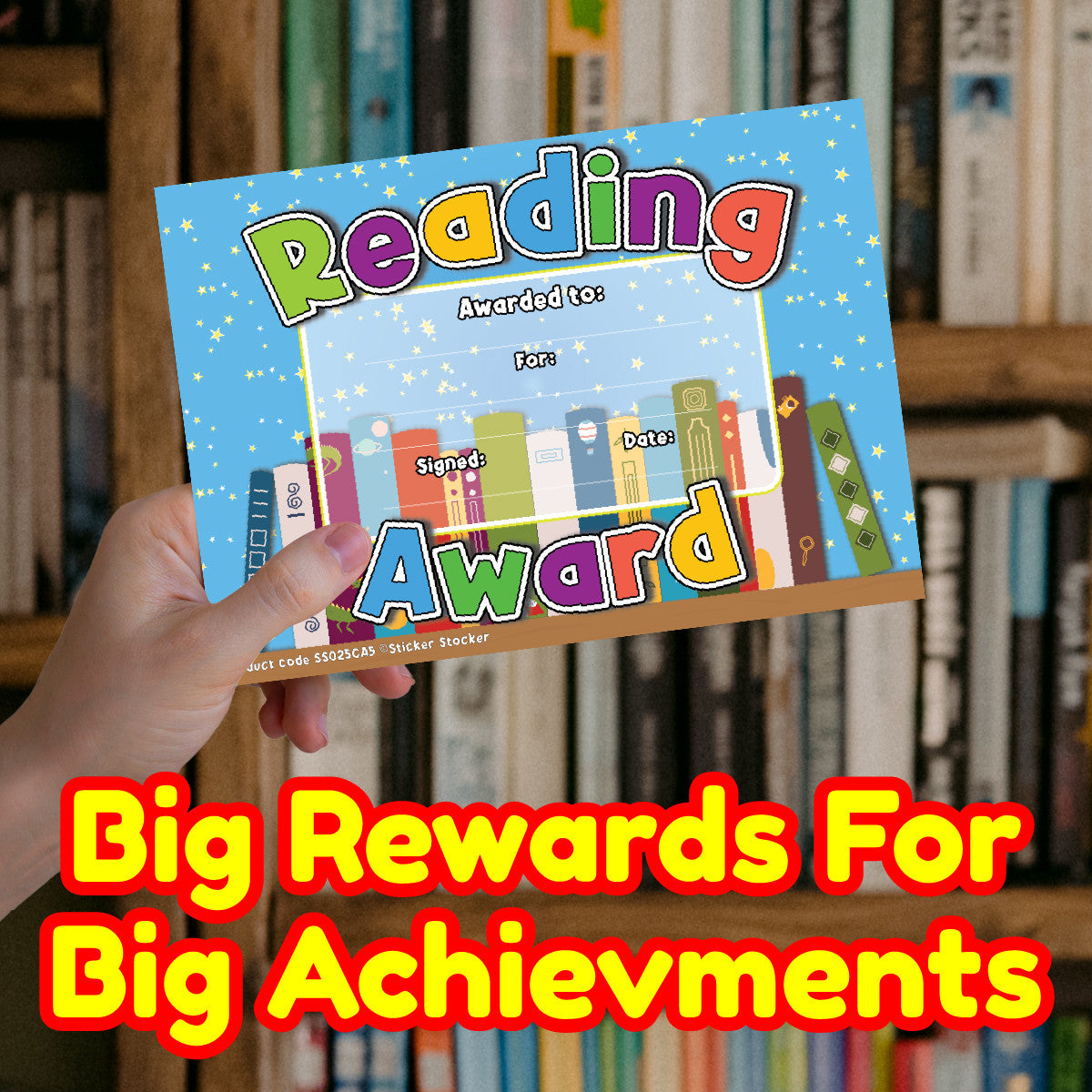 Sticker Stocker 30 Reading Award certificates for school teachers, 250gsm A5 silk finish card