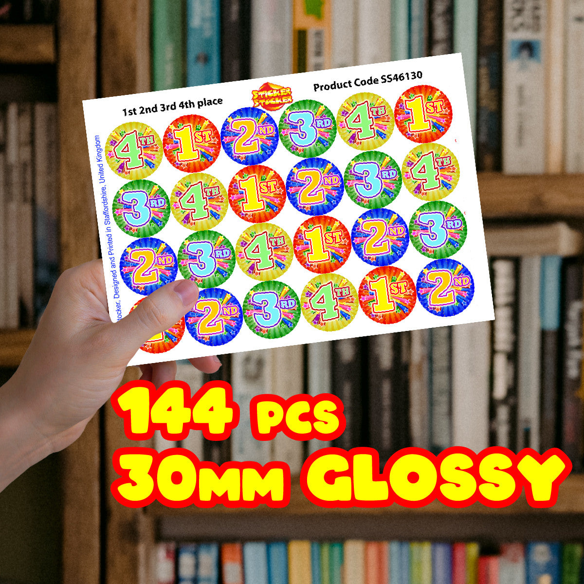 Sticker Stocker - 144 1st 2nd 3rd 4th place Sports Day Star 30 mm Reward Stickers for Teachers, Parents and Schools