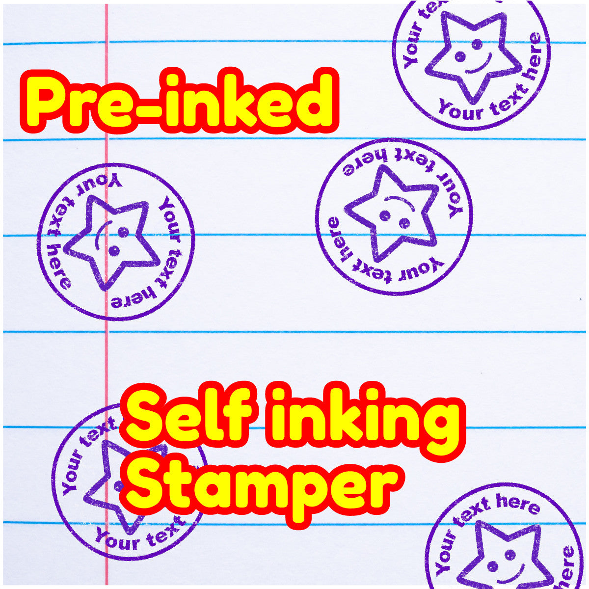 Personalised Stamp Star Smile 30mm Self inking stamper for School Teachers, Parents and Nursery