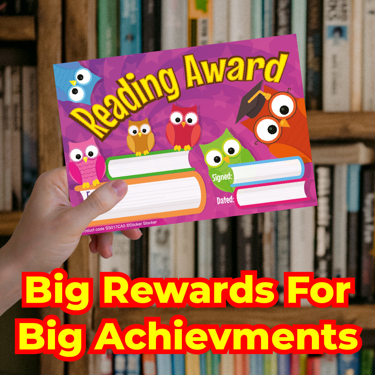 30 Reading Owls Award certificates for school teachers, 250gsm A5 silk finish card