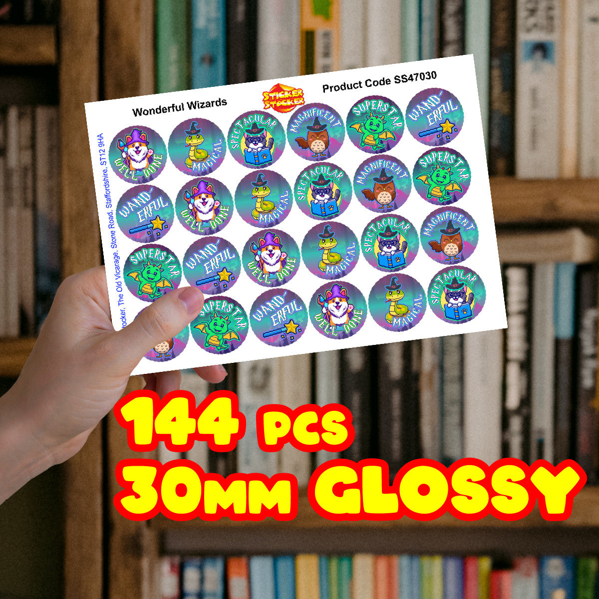 144 Wonderful Wizards Reward Stickers - 30mm - Teacher Parents School Nursery
