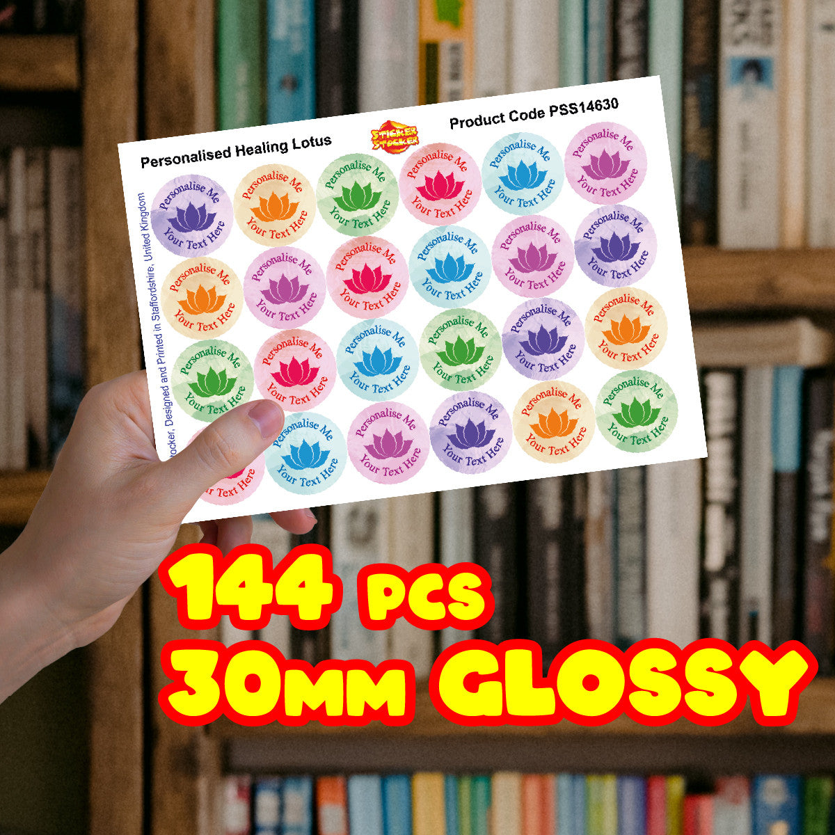 144 Calm Lotus Personalised 30mm Reward Stickers for School Teachers